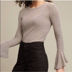 RO&DE Striped Bell Sleeve Top